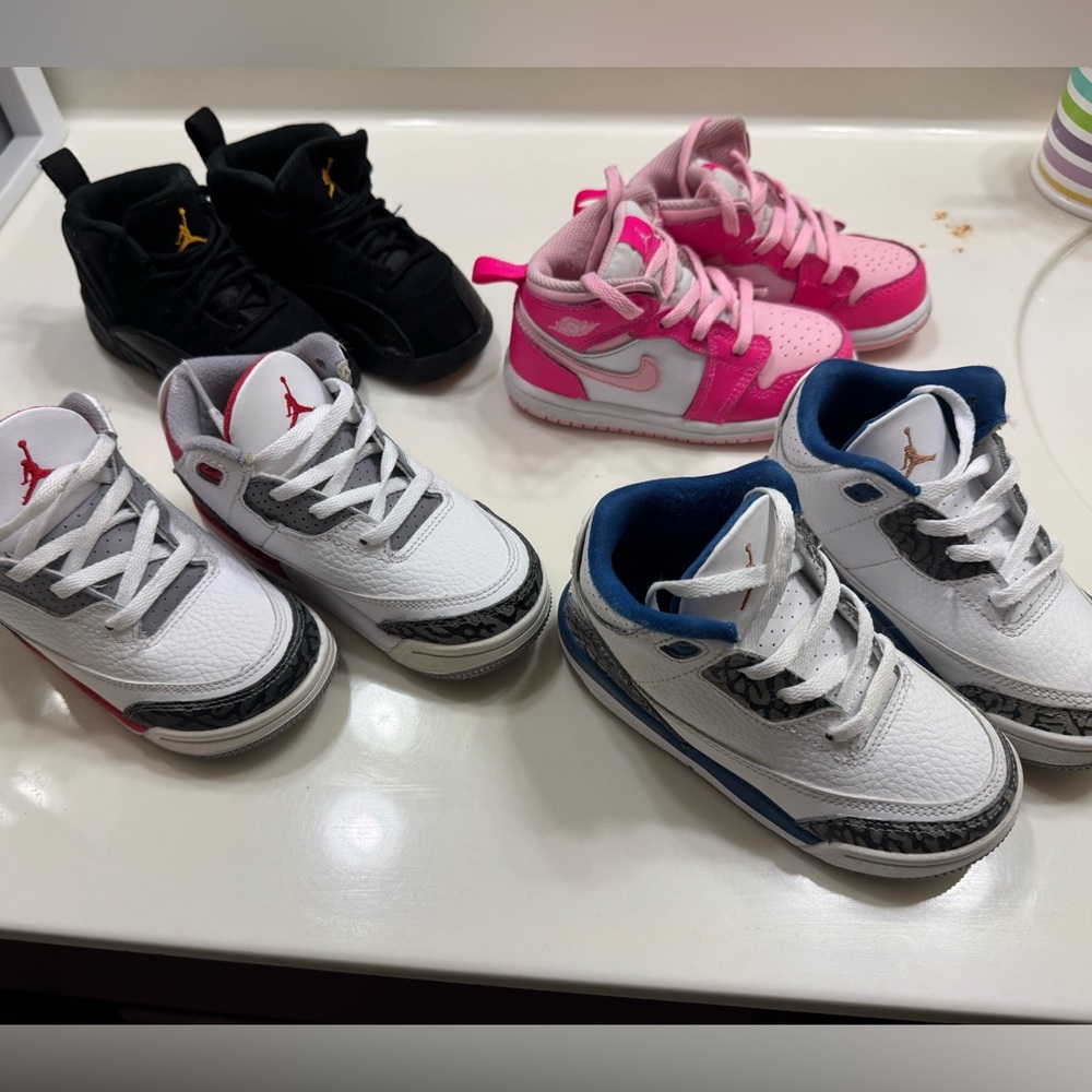 Jordan Kids Sneakers Set - Black, Pink, White, Blue